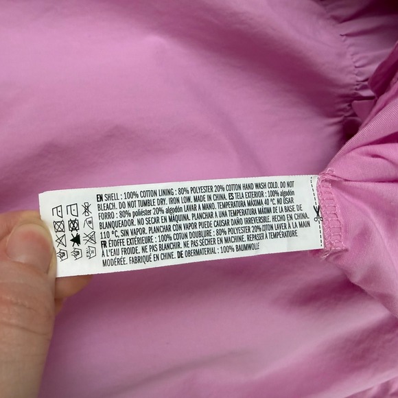 English Factory Pink Scalloped Tiered Mini Dress Small Puff Sleeve Preppy Cotton - Picture 9 of 12